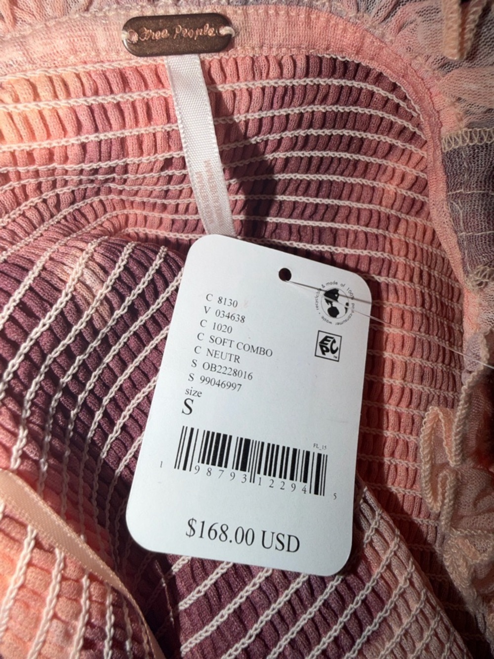 Free People Tessa Smocked Midi Dress in Soft Combo Pink and Purple Floral NEW - Picture 4 of 5